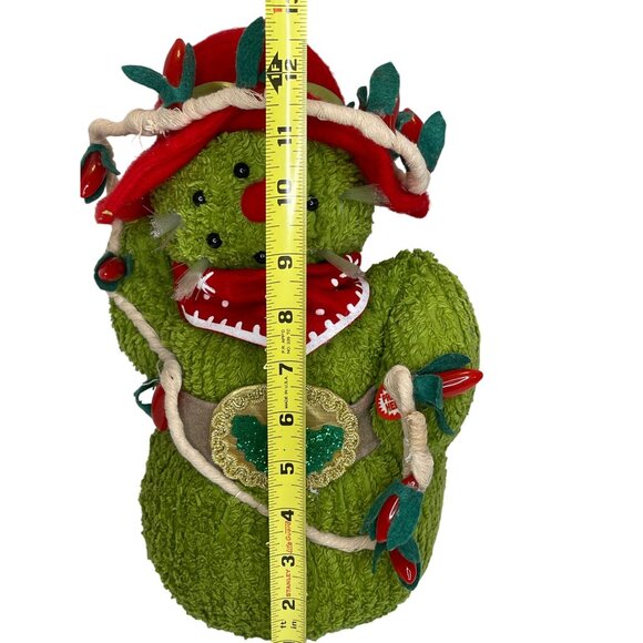 Green Animated Swinging Saguaro Cactus Cowboy Snowman Holiday Musical Christmas - Picture 4 of 11